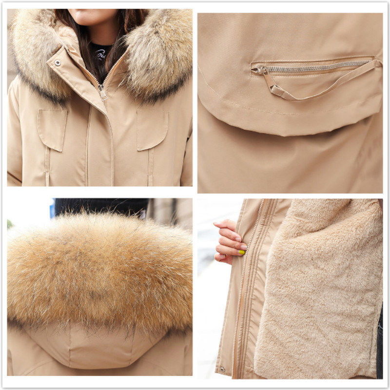 FORERUN Winter Coat Women Fleece Cotton Padding Fur Hooded Slim Waist Drawstring Thick Long Jacket Solid Parkas Mujer 201019