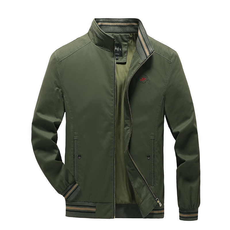 Autumn Men's Jackets 100% Cotton Casual Solid Fashion Slim Bomber Golf Overcoat Baseball High Quality M-5XL Jacket Men 220301