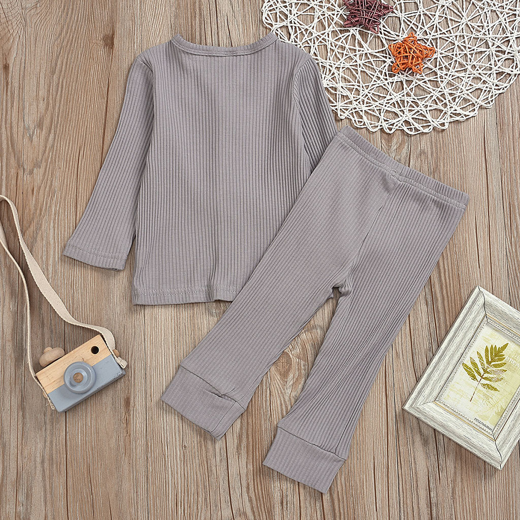 Newborn Baby Boy Clothes Solid Long Sleeve Tops + Pants Winter Clothes For Babies Fall Baby Sleeper Gown Infant Clothing Set 2T Y1105
