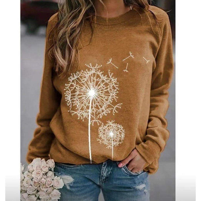 Women Casual Soft Dandelion Printed Round Neck Long-Sleeve Sweater Loose Jumpers, Burgundy
Women Casual Soft Dandelion Printed Round Neck Long-Sleeve Sweater Loose Jumpers, Burgundy