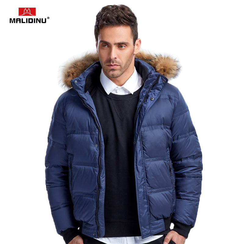 MALIDINU Men Down Jacket Winter Down Coat Thick Warm Winter Jacket Men Real Raccoon Fur Duck Down Jackets Men Wear Coats 201128