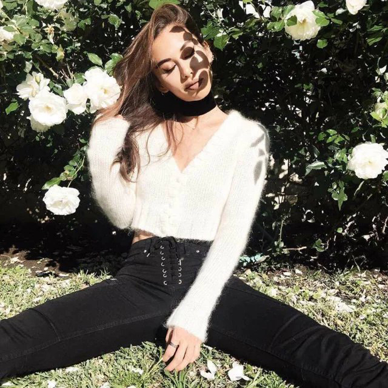 Cropped Cardigans Sweaters Women Spring Autumn Winter Crop Tops Fluffy Long Sleeve Sweater Cardigan Women Knitwear 201130