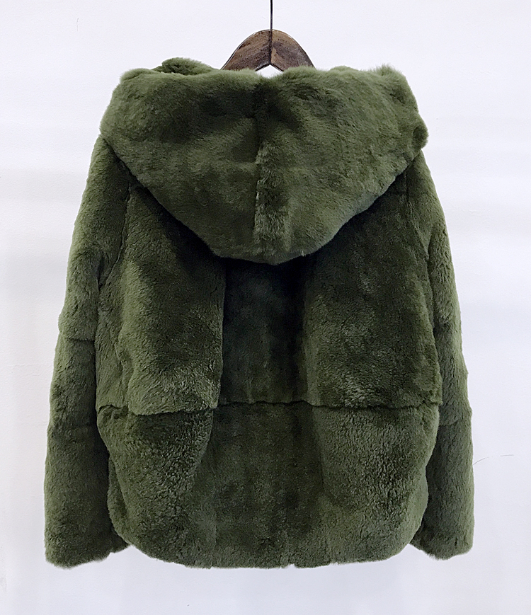whole skin natural real Rex fur coat clothing women's winter hooded short jacket long-sleeved outerwear coat large size T200319