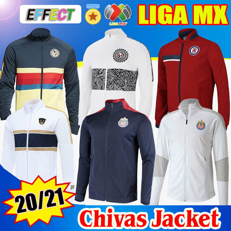2020 2021 Chivas de Guadalajara Jacket 20/21 Training Suit Chandal Tracksuit Maillot De Foot Long Sleeve Football Survetement Kit, Black