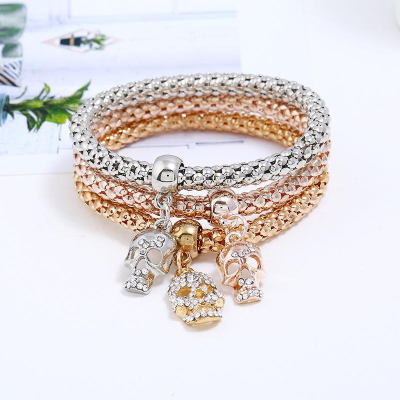Charm Bracelets Fashion 3Pcs/Set Crystal Skeleton Bracelet Rose Gold Multilayer Cool Skull Pendant Women's & Bangle Jewelry 2021
Charm Bracelets Fashion 3Pcs/Set Crystal Skeleton Bracelet Rose Gold Multilayer Cool Skull Pendant Women's & Bangle Jewelry 2021