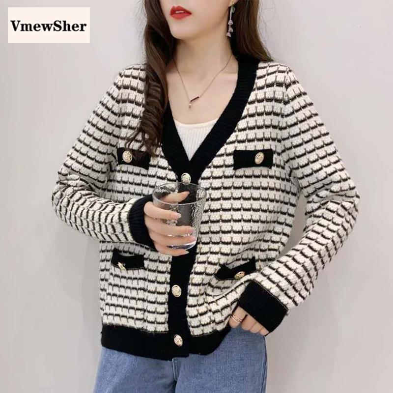 VmewSher New Striped Sweater Cardigans Women Knitwear Autumn Single Breasted Vintage Fashion Sweater Coat Knitted Top Streetwear, Black
VmewSher New Striped Sweater Cardigans Women Knitwear Autumn Single Breasted Vintage Fashion Sweater Coat Knitted Top Streetwear, Black