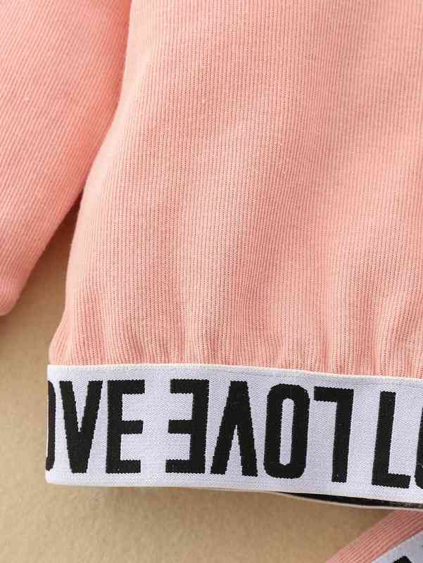 Baby Contrast Letter Tape Pullover & Pants SHE
