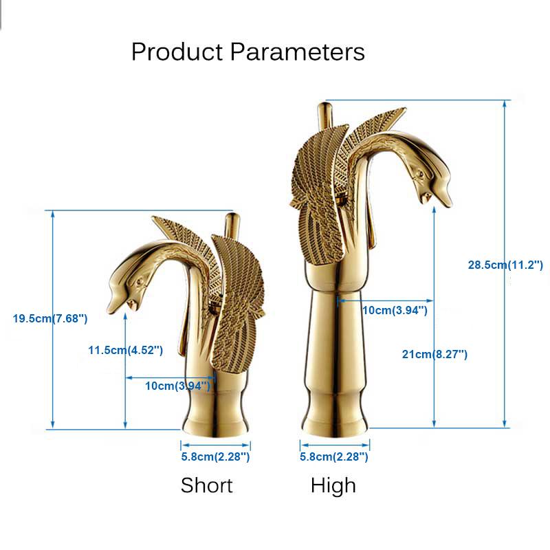 Golden Swan Basin Sink Faucet Single Handle Countertop Bathroom Mixer Tap Deck Mounted Brass Hot Cold Water Tap Chrome Mixer