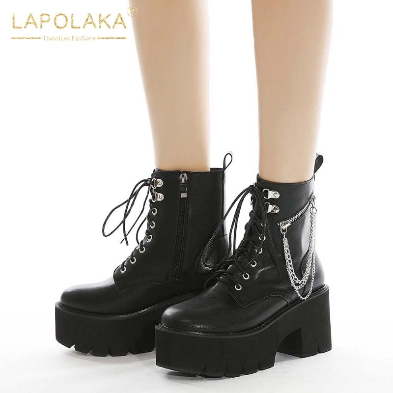 Lapolaka 2021 New Design Cool Motorcycle Boots Woman Shoes Platform Thick Heels Zipper Chain Gothic Trendy Boot Ladies Shoes, Black
Lapolaka 2021 New Design Cool Motorcycle Boots Woman Shoes Platform Thick Heels Zipper Chain Gothic Trendy Boot Ladies Shoes, Black