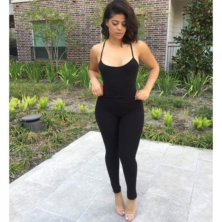 Jumpsuits for Women Lowcut Backless Sexy Tight Jumpsuit Sleeveless Elegant Long Elegant Jumpsuit Woman Summer Playsuit T200509