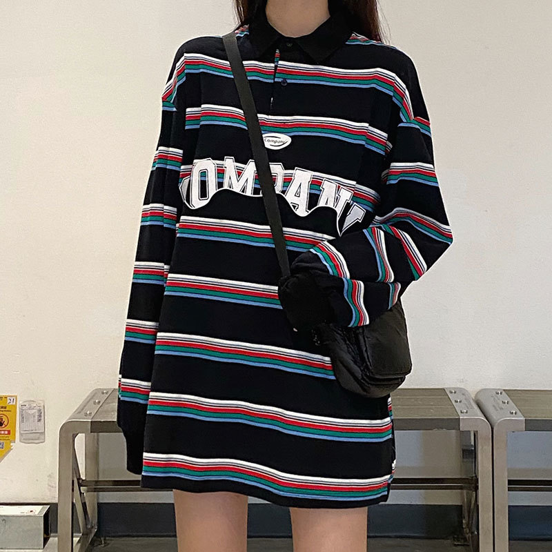 2021 New 2 colors style rainbow tops stripe loose long sleeve t-shirts of women's femme shirt (x1537 SBP9, White
2021 New 2 colors style rainbow tops stripe loose long sleeve t-shirts of women's femme shirt (x1537 SBP9, White