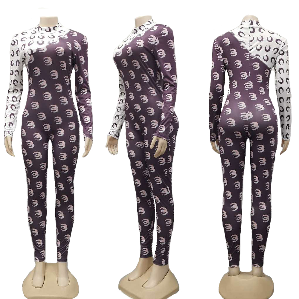 Women's fashion moon print home wear long sleeve trousers pajamas Jumpsuit 201007