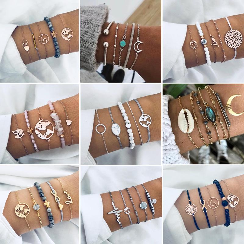 32 Styles Bohemian Bracelet Set For women Moon Star Leaf Evil Eyes Heart Natural stone Beads Chain Bangle Boho Jewelry
32 Styles Bohemian Bracelet Set For women Moon Star Leaf Evil Eyes Heart Natural stone Beads Chain Bangle Boho Jewelry