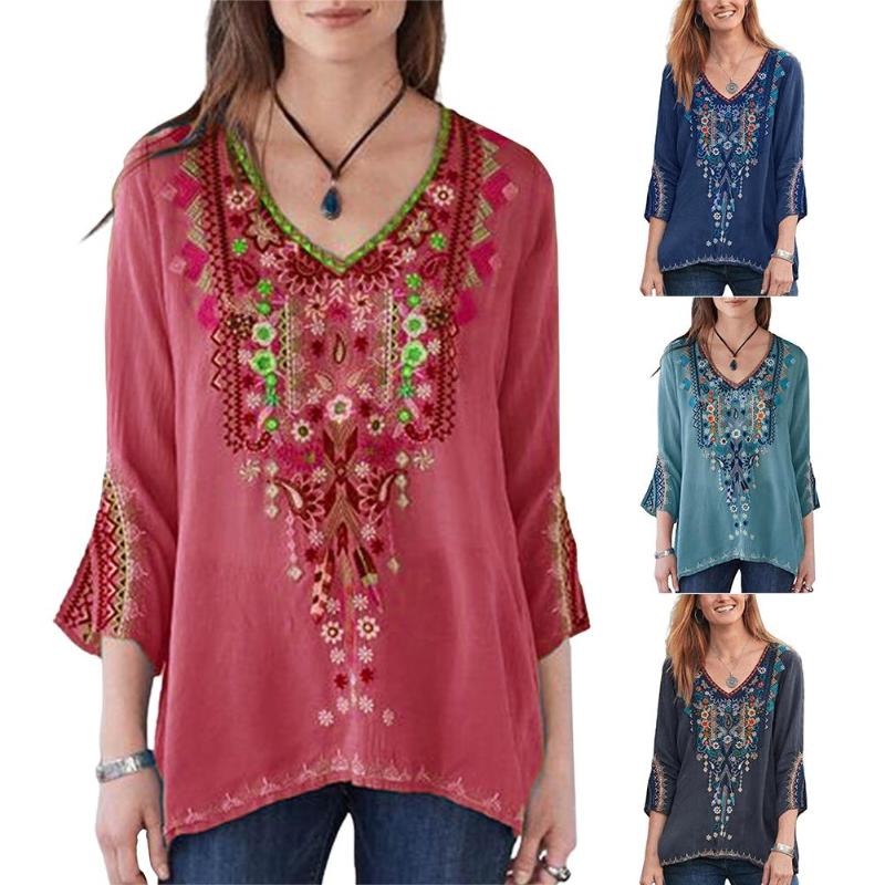 Women' Blouses & Shirts Plus Size Tshirt Summer Women Boho Casual V Neck Long Sleeve Floral Embroidery Blouse Top Loose Shirt Streetwear 3X, Red
Women' Blouses & Shirts Plus Size Tshirt Summer Women Boho Casual V Neck Long Sleeve Floral Embroidery Blouse Top Loose Shirt Streetwear 3X, Red