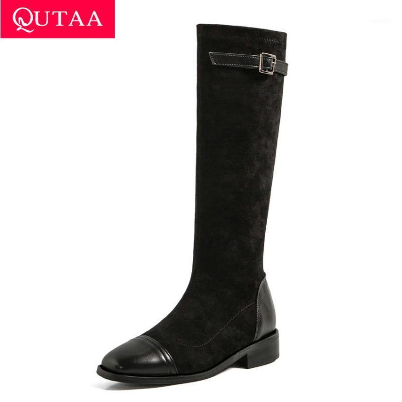 QUTAA 2021 Women Knee High Boots Square Heel Suede+PU Winter Keep Warm Short Boots Buckle Lace Up Zipper Women Shoes Size 34-431, Black
QUTAA 2021 Women Knee High Boots Square Heel Suede+PU Winter Keep Warm Short Boots Buckle Lace Up Zipper Women Shoes Size 34-431, Black