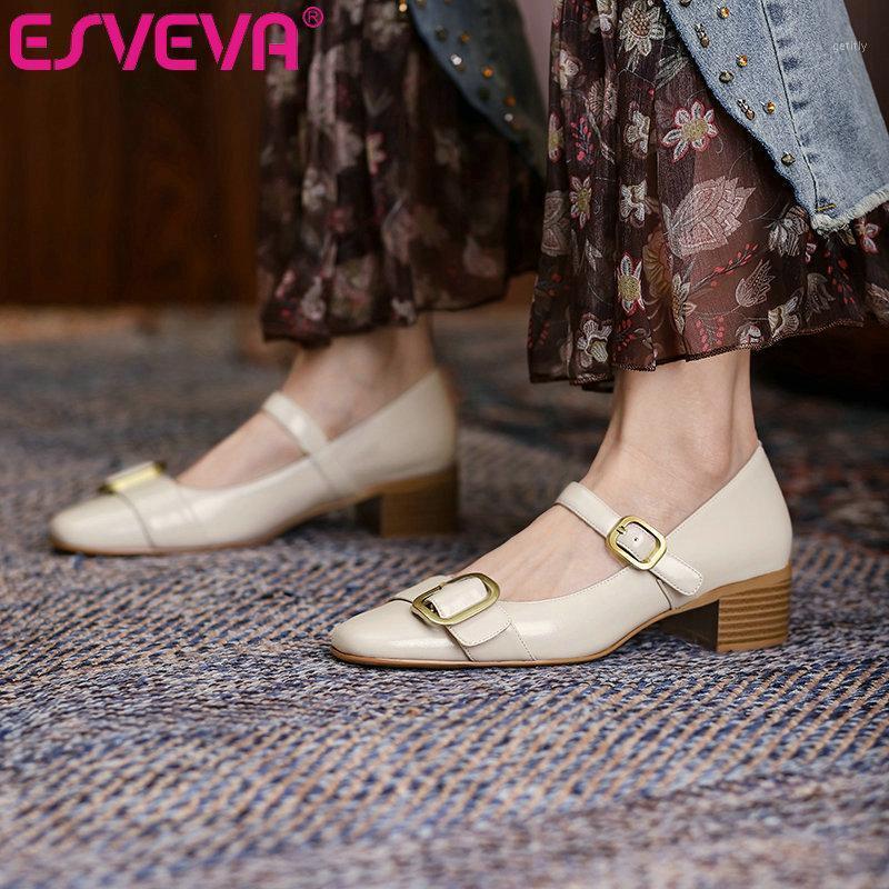 ESVEVA 2021 Ankle Strap Mary Janes Buckle Female Shoes Genuine Leather Women Pumps Round Toe Square Med Heels Size 34-431, Beige
ESVEVA 2021 Ankle Strap Mary Janes Buckle Female Shoes Genuine Leather Women Pumps Round Toe Square Med Heels Size 34-431, Beige