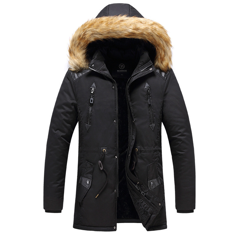Men Winter Fashion Fur Collar Warm Parkas Men Hooded Thick Fleece Jacket Coat Male Casual Down Parkas Windproof Outerwear 201128