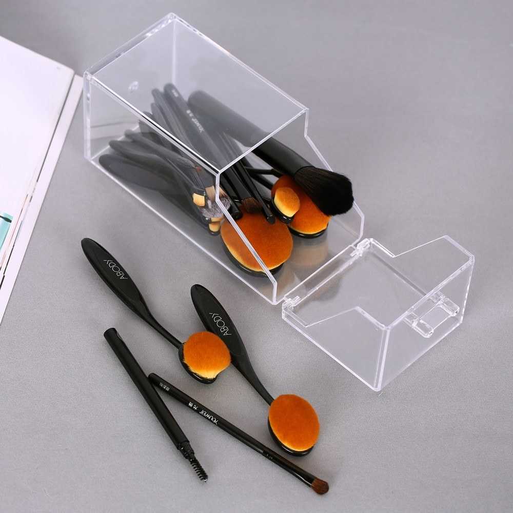 Clear Dustproof Brushes Organizer Storage Box Acrylic Cosmetic Makeup Brush Holder Stand