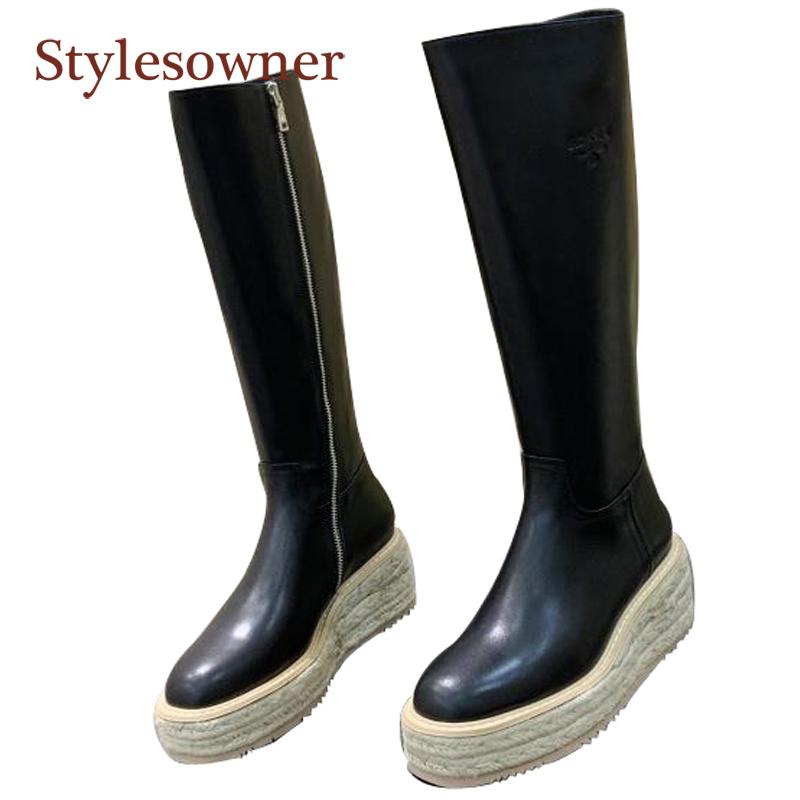 Women Wedge Heel Boots Rope Woven Outsole 2020 New Coming Combat Boots Top Quality Thick Sole Platform Comfortable Bota, Black
Women Wedge Heel Boots Rope Woven Outsole 2020 New Coming Combat Boots Top Quality Thick Sole Platform Comfortable Bota, Black