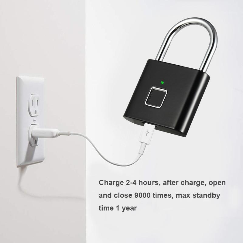 Keyless Fingerprint Lock USB Rechargeable Intelligent Fingerprint Padlock Door Lock Anti-theft Safety Security Padlock1
Keyless Fingerprint Lock USB Rechargeable Intelligent Fingerprint Padlock Door Lock Anti-theft Safety Security Padlock1