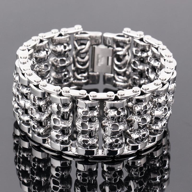The New 316L Stainless Steel 35mm Huge Heavy Solid Silver Men's Skeleton Skull bracelet Ghost bangle Biker Punk Jewerly
The New 316L Stainless Steel 35mm Huge Heavy Solid Silver Men's Skeleton Skull bracelet Ghost bangle Biker Punk Jewerly