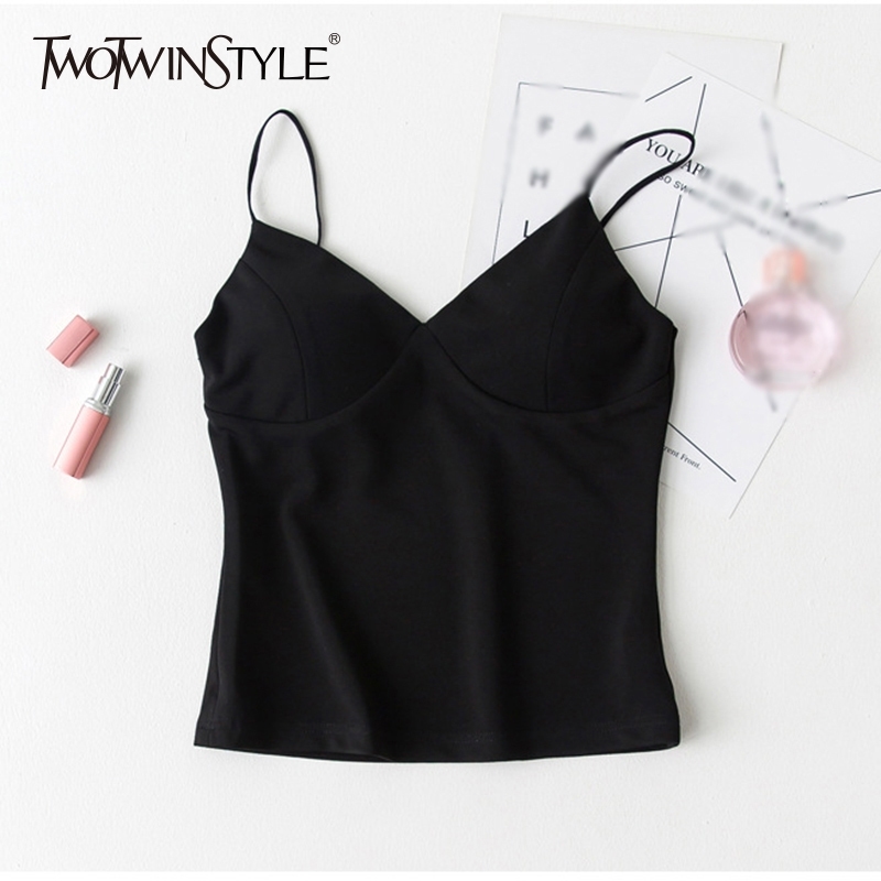 TWOTWINSTYLE V Neck Sexy Vest Female Spaghetti Strap Tank Corset Women Zipper Crop Tops Spring Summer Casual Clothing Y200512, Black
TWOTWINSTYLE V Neck Sexy Vest Female Spaghetti Strap Tank Corset Women Zipper Crop Tops Spring Summer Casual Clothing Y200512, Black