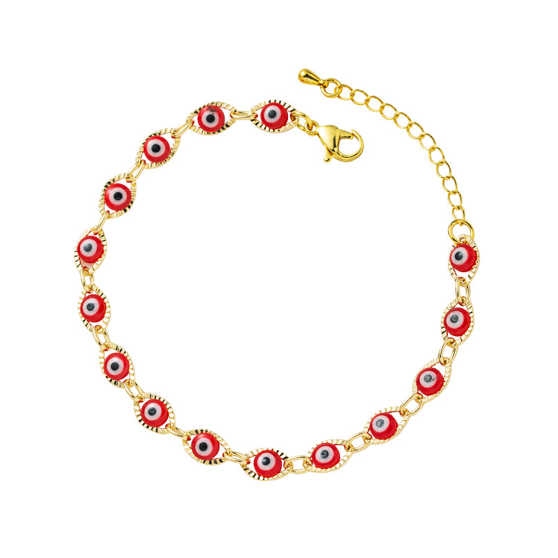 Creativity Handmade Blue Evil Eye Beads Copper Chain Bracelet for Women Gift