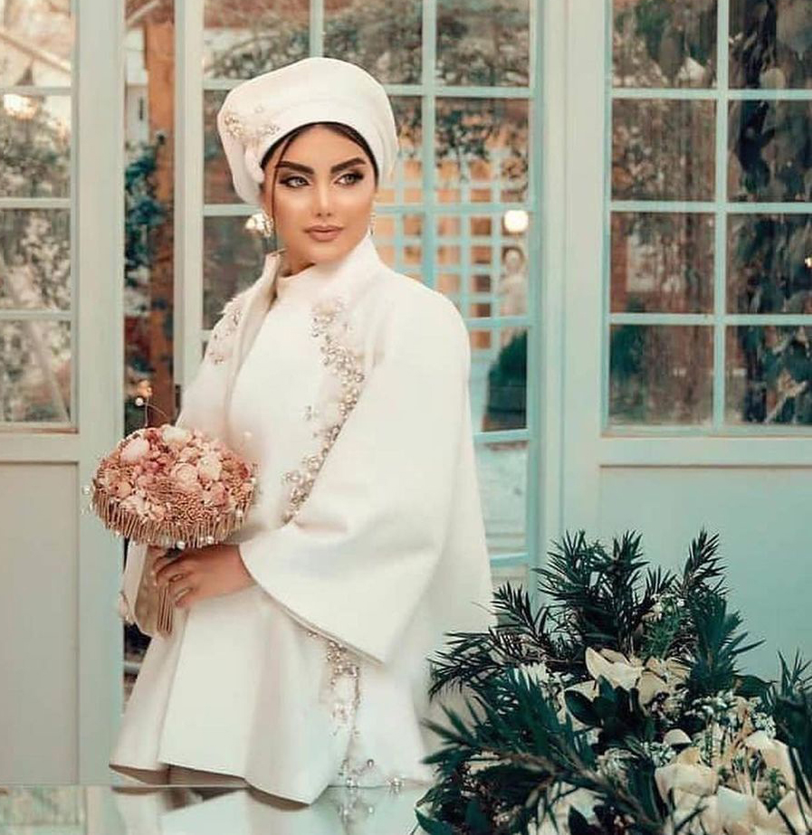 Muslim Crystal Beading Mermaid Wedding Dress 2 Pieces 2022 High Neck Long Sleeve Bridal Gowns Dresses Vestidos Pageant Gowns