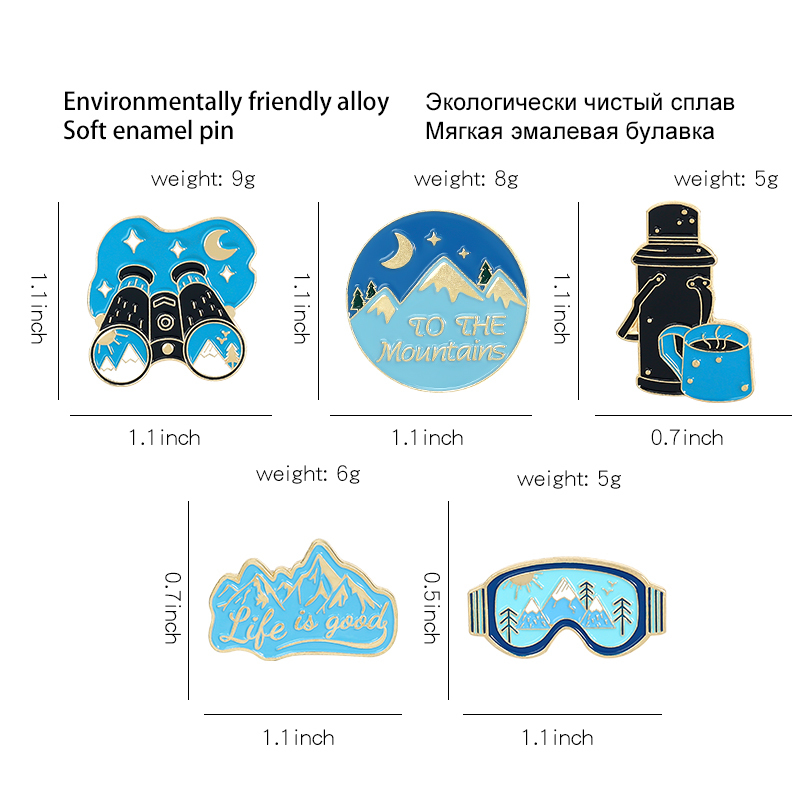 Travel Life Enamel Outdoors Adventure Night Brooches Bag Lapel Badges Mountaineering Telescope Gift Friends