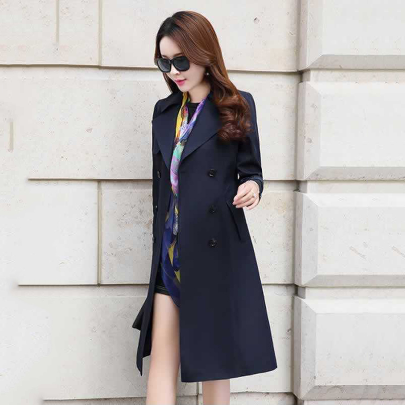 Spring/autumn New Women's Casual trench coat oversize Double Breasted Vintage with belt woman clothes Outwear slim Clothing T200828