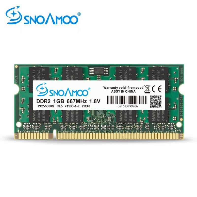 

SNOAMOO Laptop RAMs DDR2 1GB 2GB 667MHz PC2-5300S 800MHz PC2-6400S 200 Pin CL5 CL6 1.8V 2Rx8 SO-DIMM Computer Memory Warranty