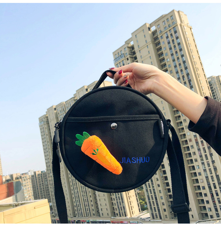 New Japanese and Korean transparent carrot canvas bag little girl's one-shoulder cross-body bag