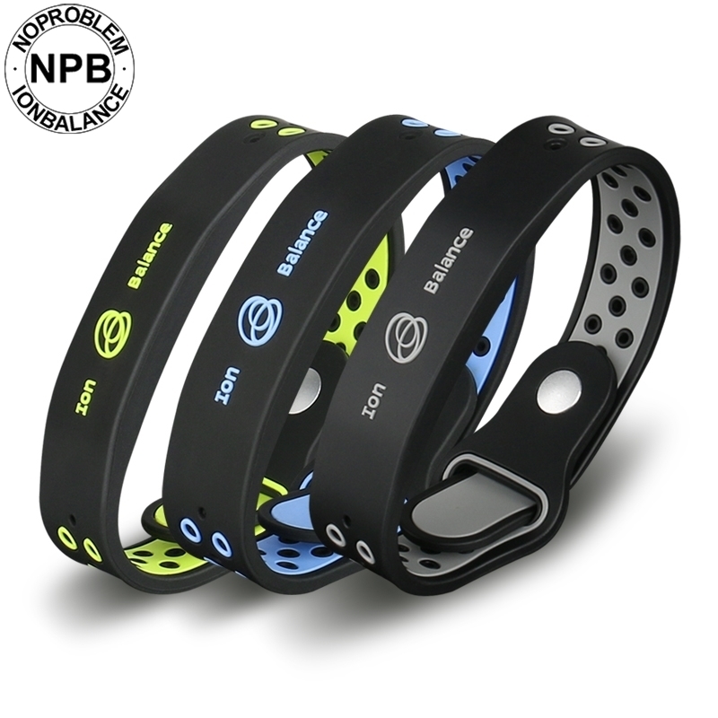 Noproblem bio health benifits ion balance power therapy silicone sports choker tourmaline germanium wristband bracelet Y200107