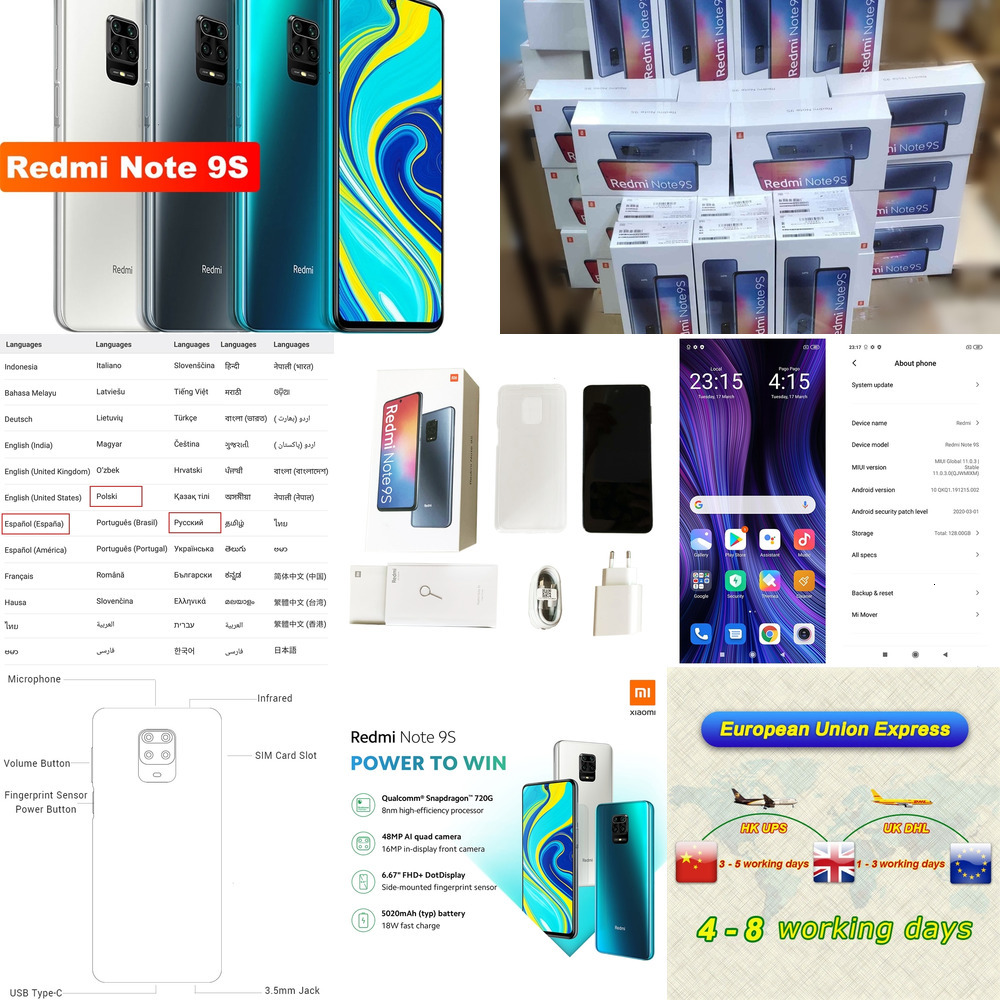 Xiaomi Redmi Note 9S 6GB 128GB Global Version Smartphone Snapdragon 720G Octa core 5020 mAh 48MP Quad Camera Note 9 S
Xiaomi Redmi Note 9S 6GB 128GB Global Version Smartphone Snapdragon 720G Octa core 5020 mAh 48MP Quad Camera Note 9 S