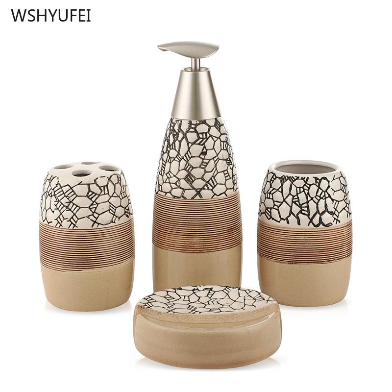 4 sets of embossed lines ceramic bathroom set creative home non-slip design mouth cup soap dish soap bottle toothbrush holder
4 sets of embossed lines ceramic bathroom set creative home non-slip design mouth cup soap dish soap bottle toothbrush holder