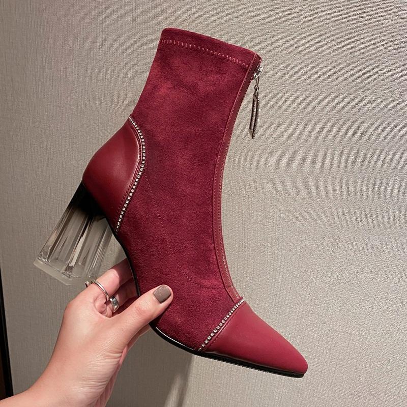 Women Booties 2021 New Brand Fashion Party Sexy Flock Ankle Boots Black Wine Red Pointed Toe Autumn winter 8cm High heels shoes1
Women Booties 2021 New Brand Fashion Party Sexy Flock Ankle Boots Black Wine Red Pointed Toe Autumn winter 8cm High heels shoes1