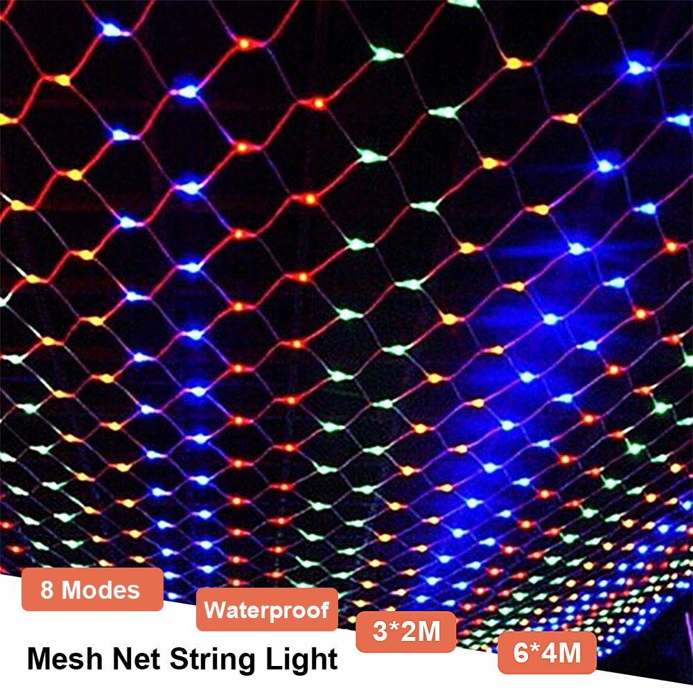 6x4m Mesh Net Christmas Lights Outdoor Waterproof String Light LED Fairy Light Garland for Decoration Holiday Year Christmas 201201