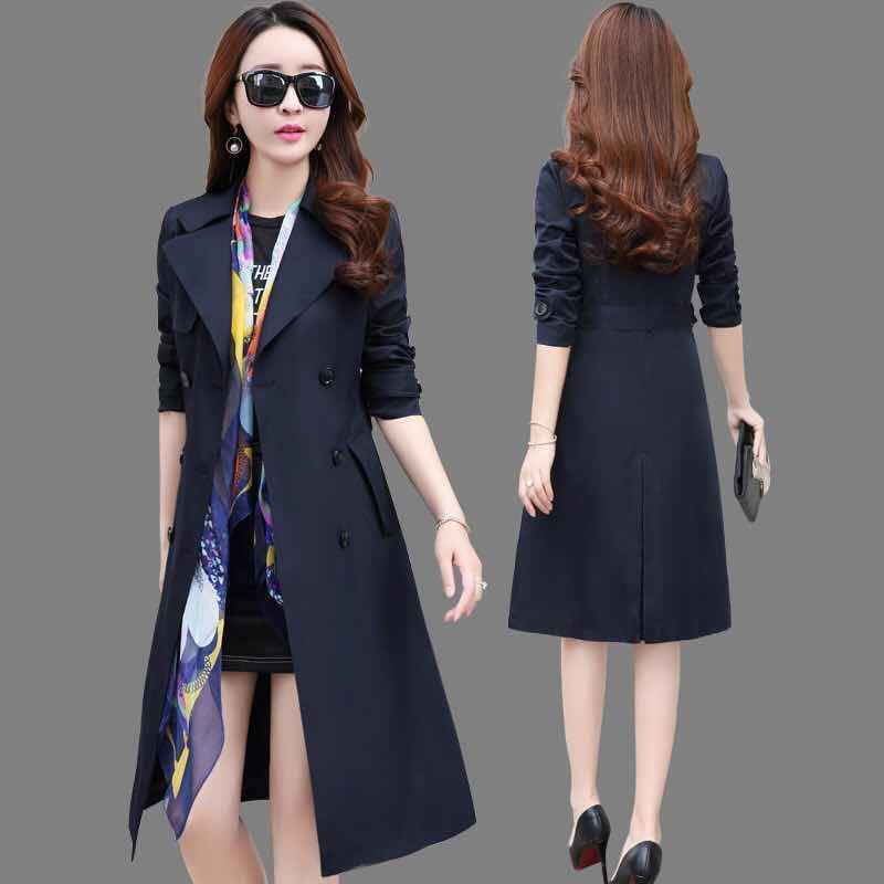 Spring/autumn New Women's Casual trench coat oversize Double Breasted Vintage with belt woman clothes Outwear slim Clothing T200828