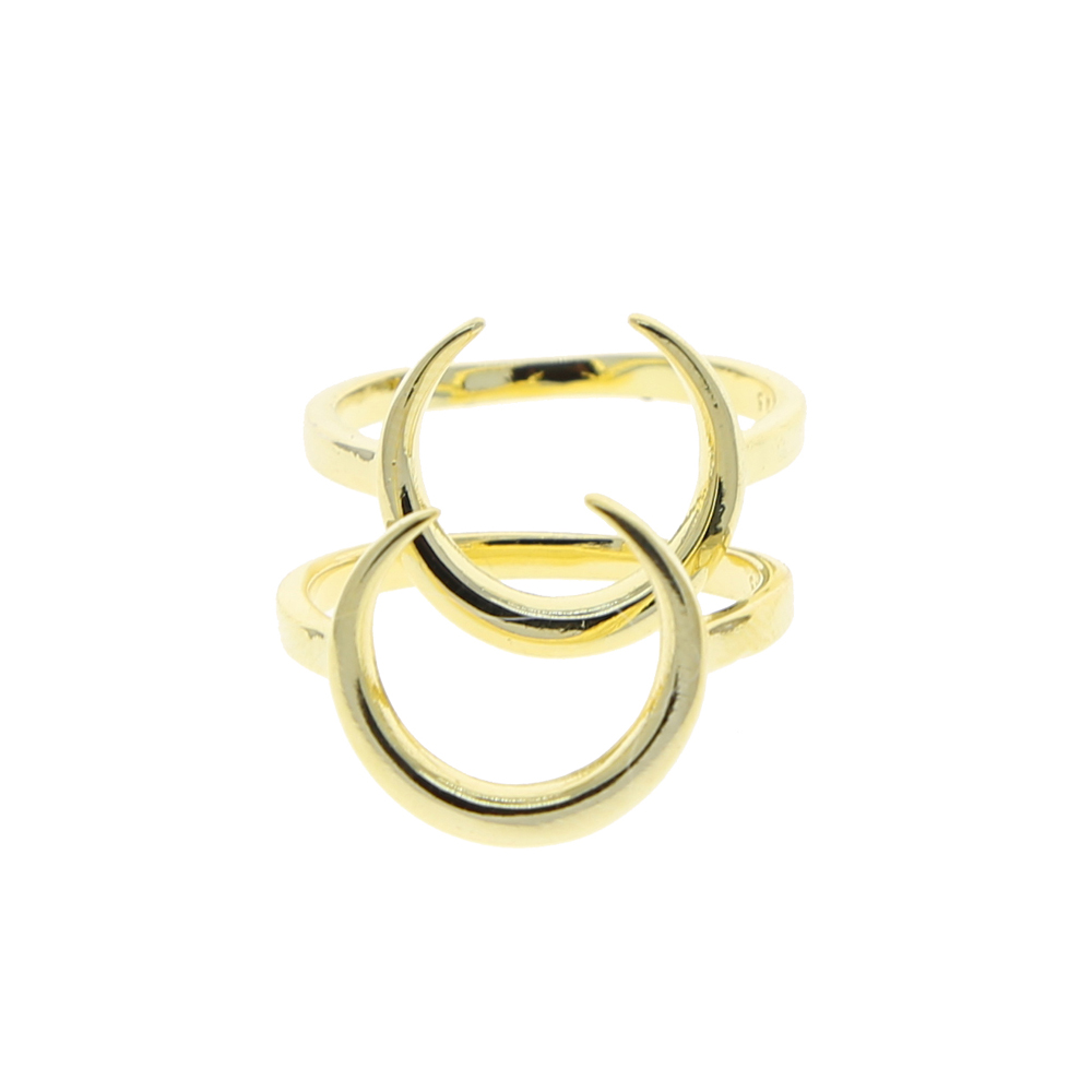 New Arrived Simple Classic Gold Color Moon Ring with Tiny Band Finger Ring Jewelry for Women Lady Party Gothic Metal Rings Wholesale