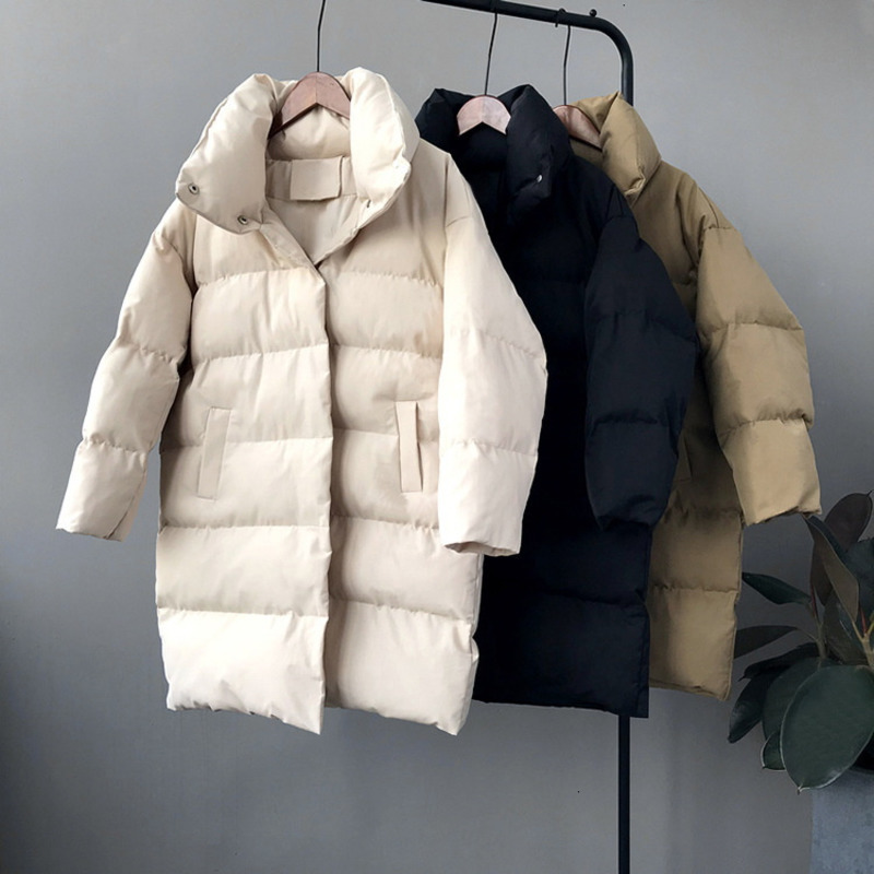 Parka Jacket Women Winter Coat Stand Collar Thick Down Cotton Parkas Women Loose Long Coat High Quality Outerwear Winter Jackets 201110wtt