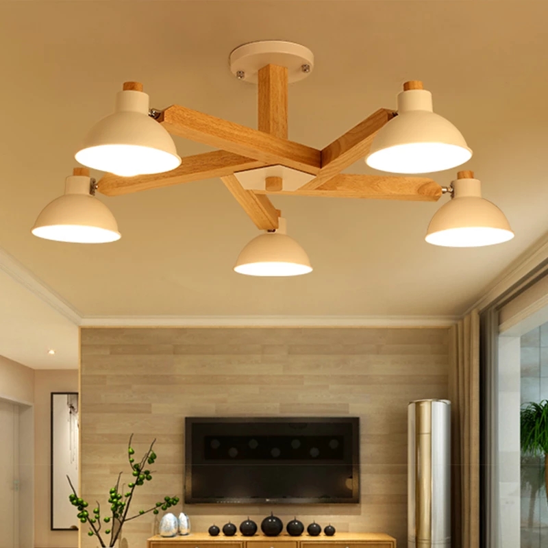 Retro Wooden LED ceiling light Korea style lamp for living room/bedroom/study room modern Lighting Fixture