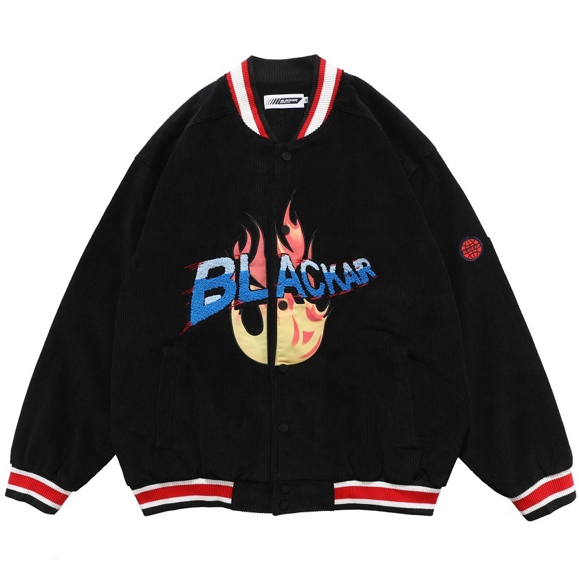 Harajuku corduroys V-Neck Baseball Jacket Men Towel embroidery Casual Hip Hop Mens cotton Jacket Fashion Coat Streetwear tops 201118
