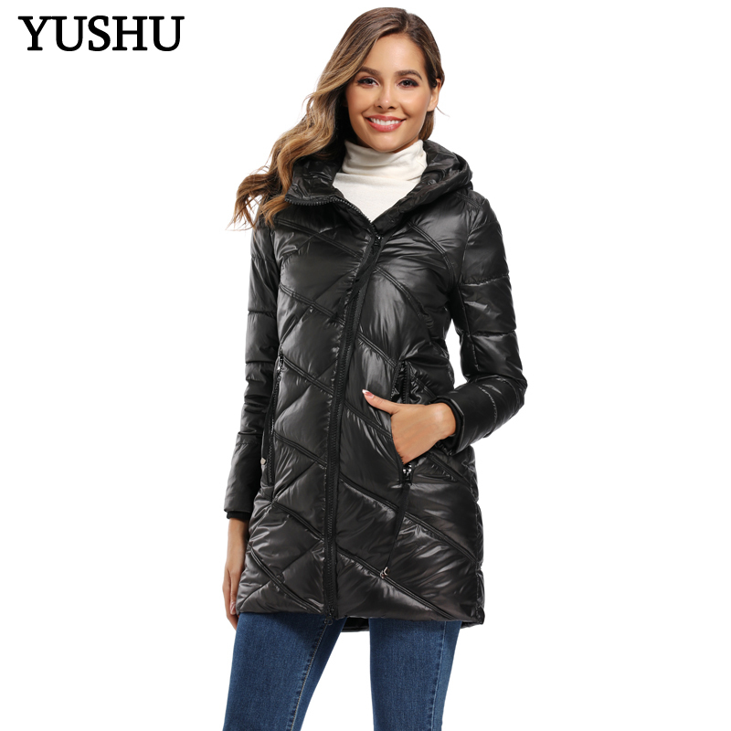 YUSHU Winter Jacket Women StandUp Collar Cotton Padded Winter Coat Women Warm Curve Zipper Parka Women Jacket Manteau Femme 200928