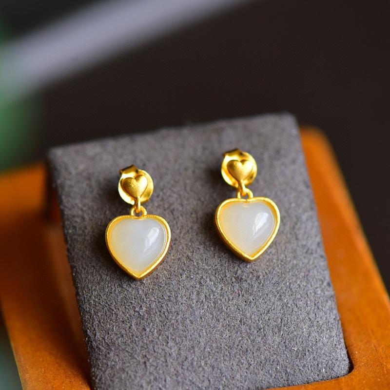 100% Natural Hetian Jade 925 Silver Earrings Retro Natural Gemstones Jade Heart Ear Stud Hoop Real Gems Silver High Fine Jewelry
100% Natural Hetian Jade 925 Silver Earrings Retro Natural Gemstones Jade Heart Ear Stud Hoop Real Gems Silver High Fine Jewelry