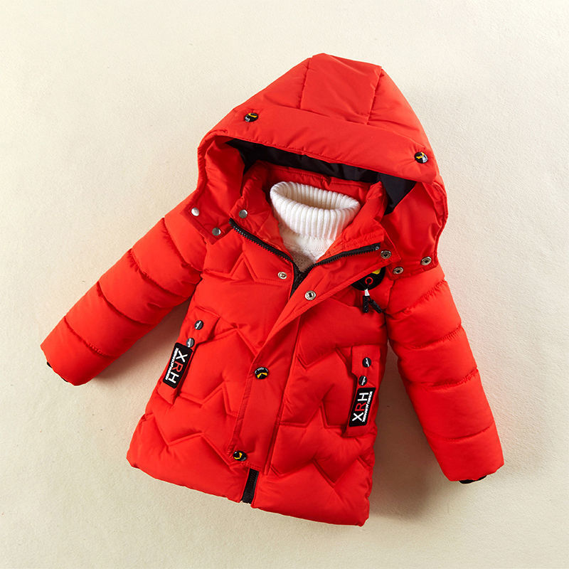 INS HOT Children's padded jacket kid's winter clothes thick handsome mid-length Wavy quilting line kids parka hooded 3 colors 201126