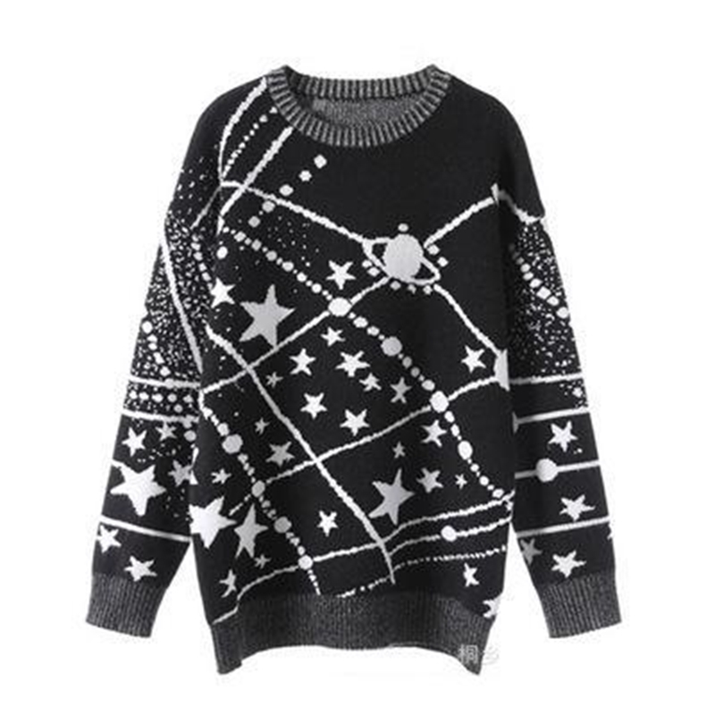 Fashion Starry Sky Half Turtleneck Womens Winter Sweaters Loose Knitted Fall Pullover Sweater Women Christmas Women Sweater 201201