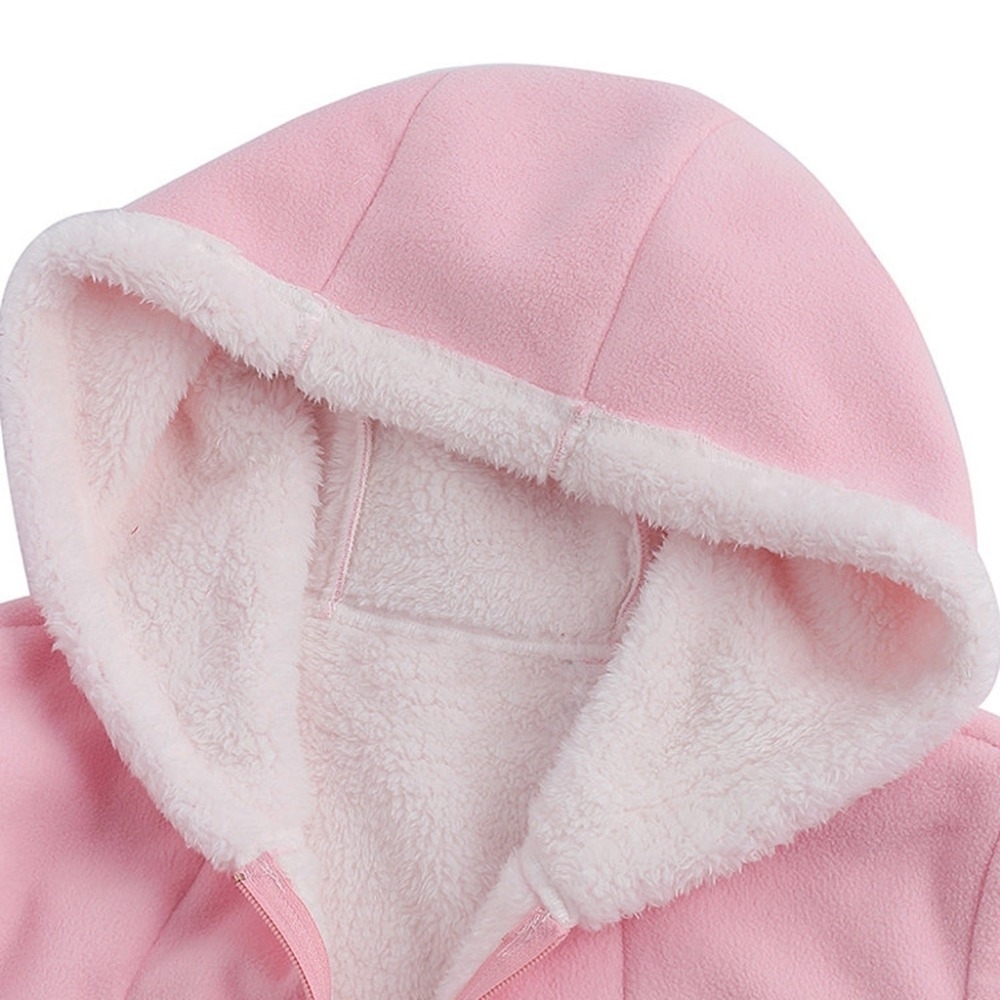Women's Autumn Jacket Fashion Winter Warm Solid Pocket Zipper Long Sleeves Plush Hoodie Coat Manteau Femme Plus Size 5xl Pink T200319