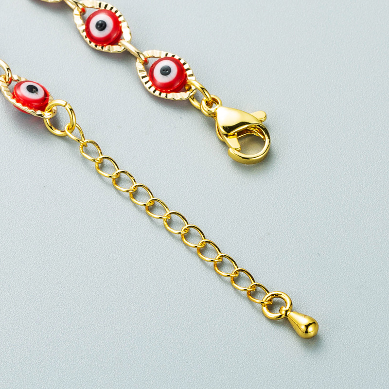 Creativity Handmade Blue Evil Eye Beads Copper Chain Bracelet for Women Gift