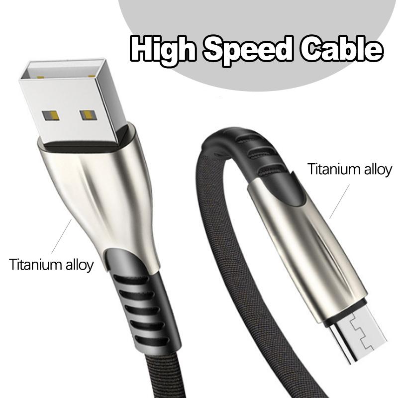 Titanium alloy High Speed 2.4A USB Cable Fast Charger Micro USB Type C Charging Cables 1M 2M 3M, Blue
Titanium alloy High Speed 2.4A USB Cable Fast Charger Micro USB Type C Charging Cables 1M 2M 3M, Blue