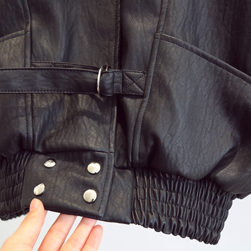 Fitaylor Harajuku Faux Leather jacket Batwing Sleeve Loose Biker Coat Casual Autumn Women PU Outwear Punk Bomber Jackets 201226